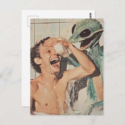 A Bathing Shock Alien Shows Up While in Bathtub Briefkaart (Voorkant / Achterkant)