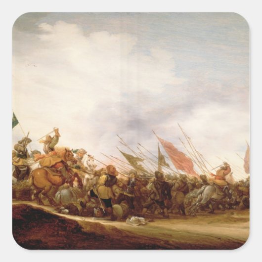 A Battle Scene, 1653 Vierkante Sticker (Voorkant)