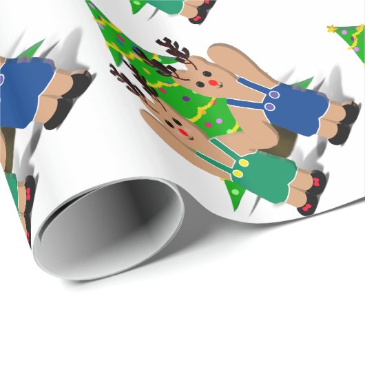 A Beary Reindeer Christmas Cadeaupapier (Rol Hoek)