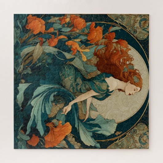 A Beautiful Art Nouveau Mermaid with Red Hair Legpuzzel (Horizontaal)
