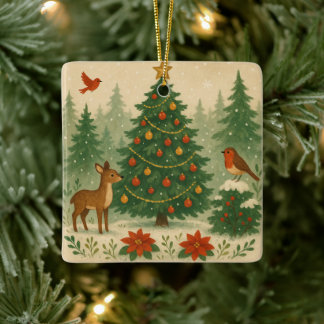A beautiful Christmas tree in nature Keramisch Ornament