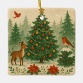 A beautiful Christmas tree in nature Keramisch Ornament (Voorkant)