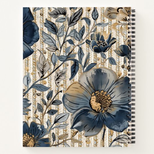 A Beautiful Combination of blue Floral and Pattern Notitieboek (Achterkant)