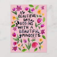 A beautiful day - Quote - Watercolor Florals