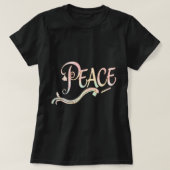 A beautiful, flowing script of the word "Peace" fe T-shirt (Design voorkant)