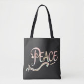 A beautiful, flowing script of the word "Peace" fe Tote Bag (Voorkant)