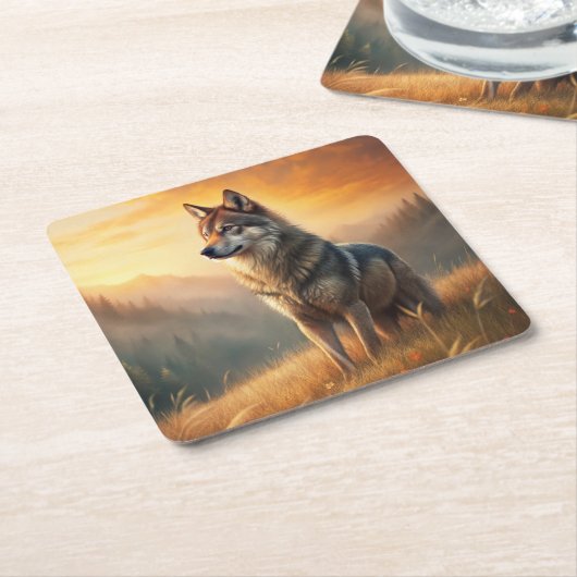 A Beautiful Forest Wolf Kartonnen Onderzetters (Schuin)