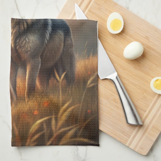 A Beautiful Forest Wolf Theedoek (Quarter Fold)