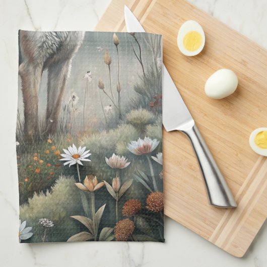 A Beautiful Forest Wolf Theedoek (Quarter Fold)