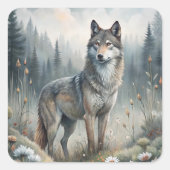 A Beautiful Forest Wolf Vierkante Sticker (Voorkant)