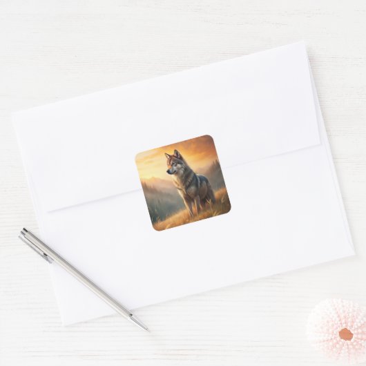 A Beautiful Forest Wolf Vierkante Sticker (Envelop)