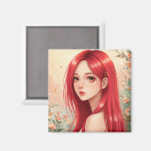 A beautiful girl exuding grace in nature magneet (Voorkant / Achterkant)