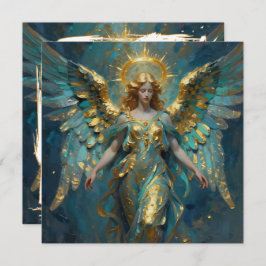 A Beautiful Gold and Turquoise Angel Blank Kaart