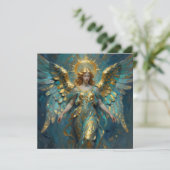 A Beautiful Gold and Turquoise Angel Blank Kaart (Staand voorkant)