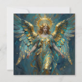 A Beautiful Gold and Turquoise Angel Blank Kaart (Voorkant)