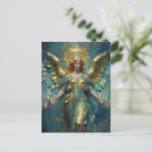 A Beautiful Gold and Turquoise Angel Briefkaart (Staand voorkant)