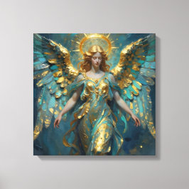 A Beautiful Gold and Turquoise Angel  Canvas Afdruk