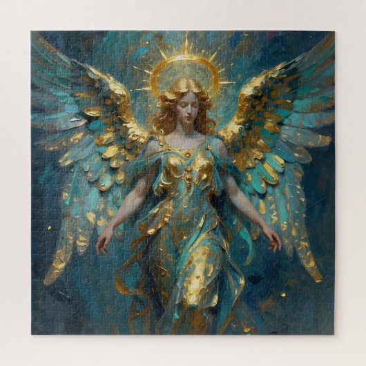 A Beautiful Gold and Turquoise Angel  Legpuzzel (Verticaal)