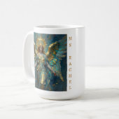 A Beautiful Gold and Turquoise Angel Personalized Koffiemok (Voorkant links)