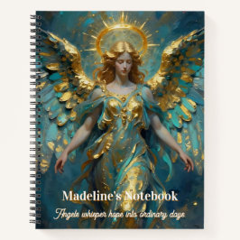 A Beautiful Gold and Turquoise Angel Personalized Notitieboek