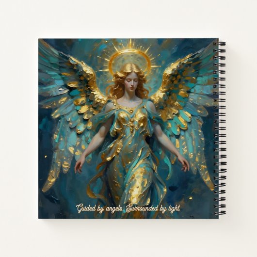 A Beautiful Gold and Turquoise Angel Personalized Notitieboek (Achterkant)