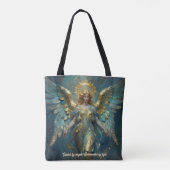 A Beautiful Gold and Turquoise Angel Personalized Tote Bag (Achterkant)