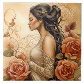 A Beautiful Lady Bathroom Border Tegeltje (Voorkant)