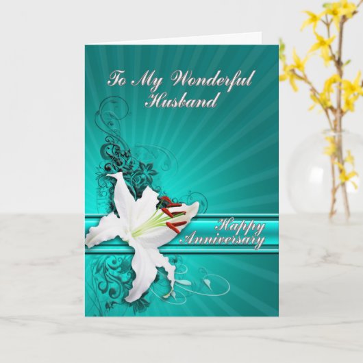 A beautiful lily verjaarary card for a husband kaart (Gele Bloem)