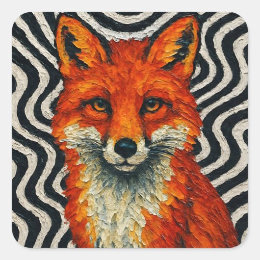A beautiful red fox  vierkante sticker (Voorkant)