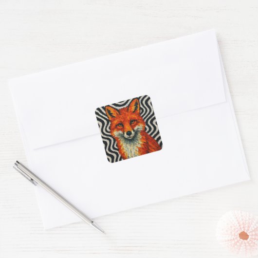 A beautiful red fox vierkante sticker (Envelop)