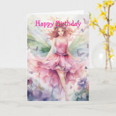 A Beautiful Spring Fairy Birthday Kaart (Gele Bloem)