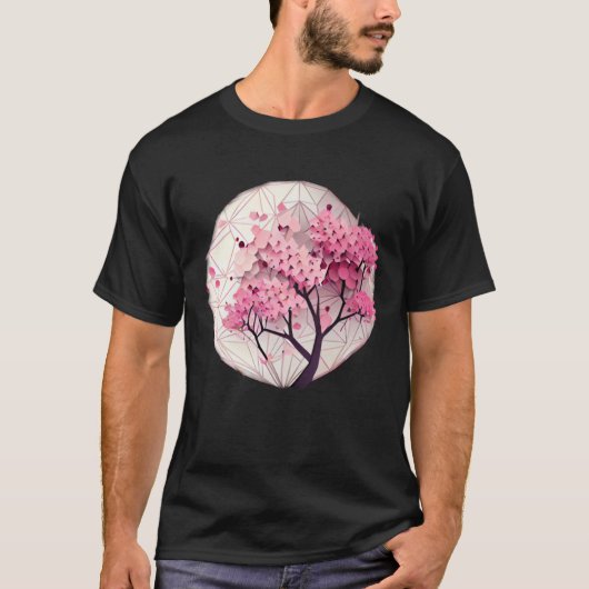A Beautiful Symbol of Renewal Cherry Blossom Geome T-shirt (Voorkant)