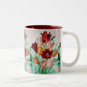 A Beautifully Bold Floral Bouquet of Tulips Tweekleurige Koffiemok