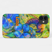 A Bee & Forget-me-not Flowers & Name Case-Mate iPhone Case (Achterkant (horizontaal))