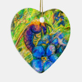 A Bee & Vergeet-me-niet Flowers Heart Keramisch Ornament (Rechts)