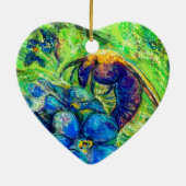 A Bee & Vergeet-me-niet Flowers Heart Keramisch Ornament (Achterkant)