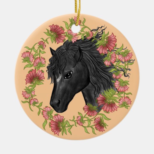 A Bellflower Black Horse Keramisch Ornament (Voorkant)