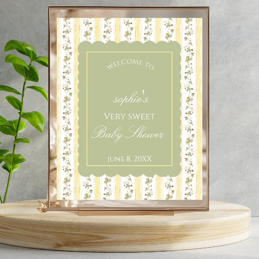 A berry sweet baby is on the way Welcome Sign Poster