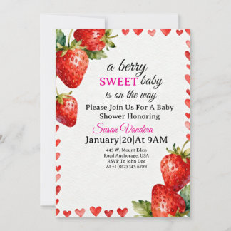A Berry Sweet  Baby Shower invitation  Kaart