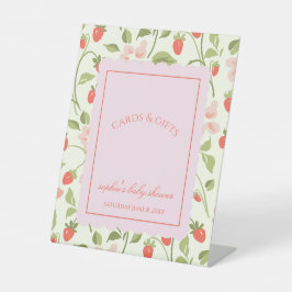 A berry sweet girl is on the way cards & gift  reclamebord met voetstuk