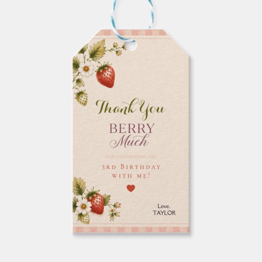 A Berry Sweet Verjaardag Cadeautag Cadeaulabel (Voorkant)
