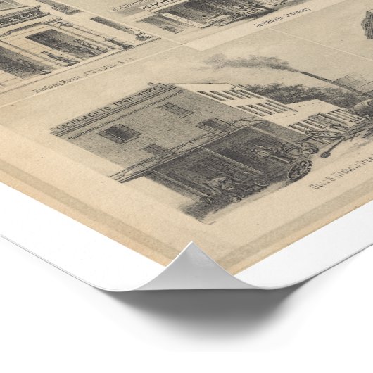 A Birds-Eye Uitzicht Sacramento, 1857 Poster (Hoek)