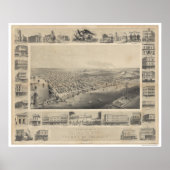 A Birds-Eye Uitzicht Sacramento, 1857 Poster (Voorkant)