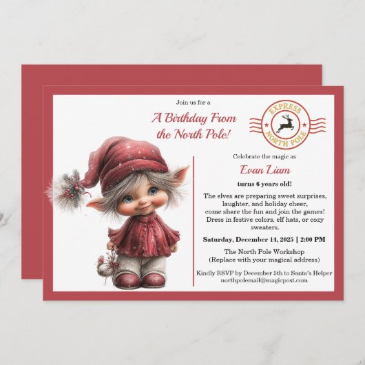 A Birthday From the North Pole | Whimsical Elf  Kaart (Voorkant / Achterkant)