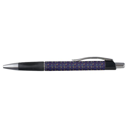 A black and silver pen with a decorative purple (Bovenkant)