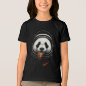 A black and white panda bear wearing a space suit Tri-Blend shirt (Voorkant)