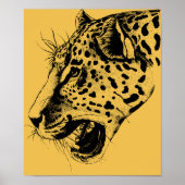 A Black and Yellow Hand Drawn Leopard Illustration Poster (Voorkant)