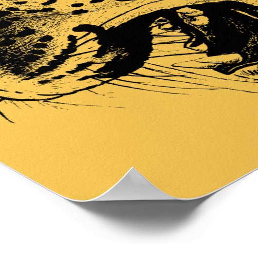 A Black and Yellow Hand Drawn Leopard Illustration Poster (Hoek)