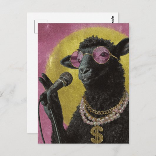 A Black Sheep Rocking Briefkaart (Voorkant / Achterkant)