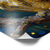 A Blue and Gold Majestic Owl   Foto Afdruk (Hoek)